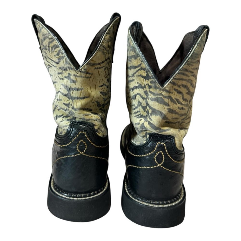 Justin Gypsy Women's Tiger Print Western Boots Size 9 Black Ostrich Print - Picture 6 of 10